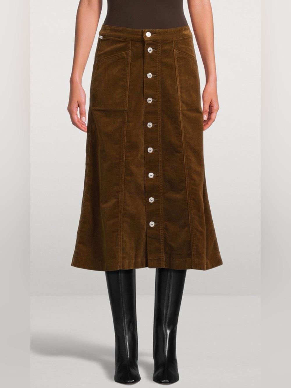 Citizens Of Humanity Brown Corduroy Button-Front Midi Skirt